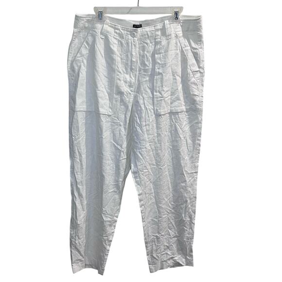 J.‎ Crew NWT Women's White Linen Blend Pants Size 14 I Coastal, Resort, Preppy - Picture 1 of 6